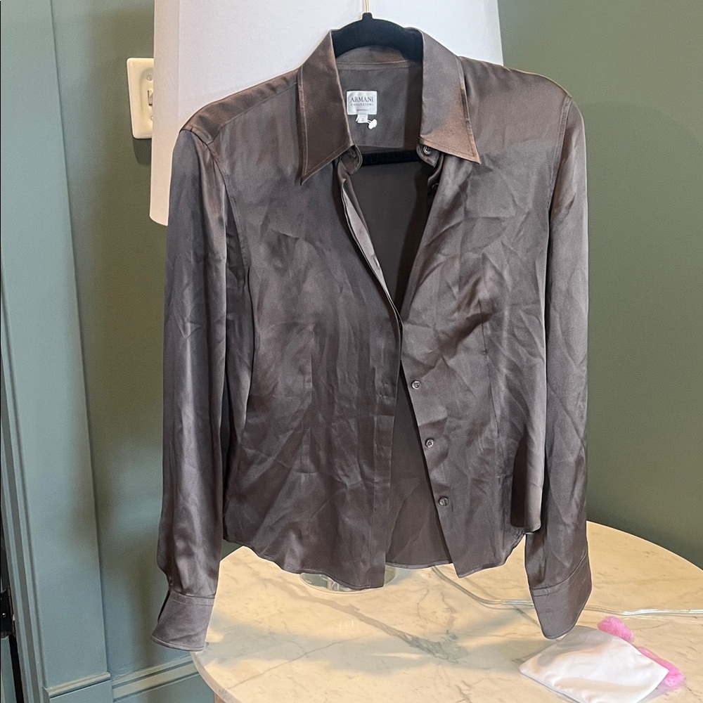 Armani Collezioni Chocolate Satin Top